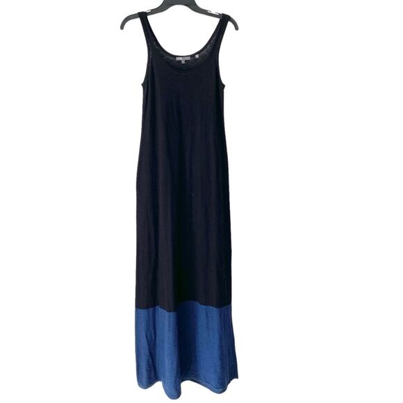 Vince Tank Maxi Dress Cotton Black Blue Color Block Dress size small - Picture 1 of 8